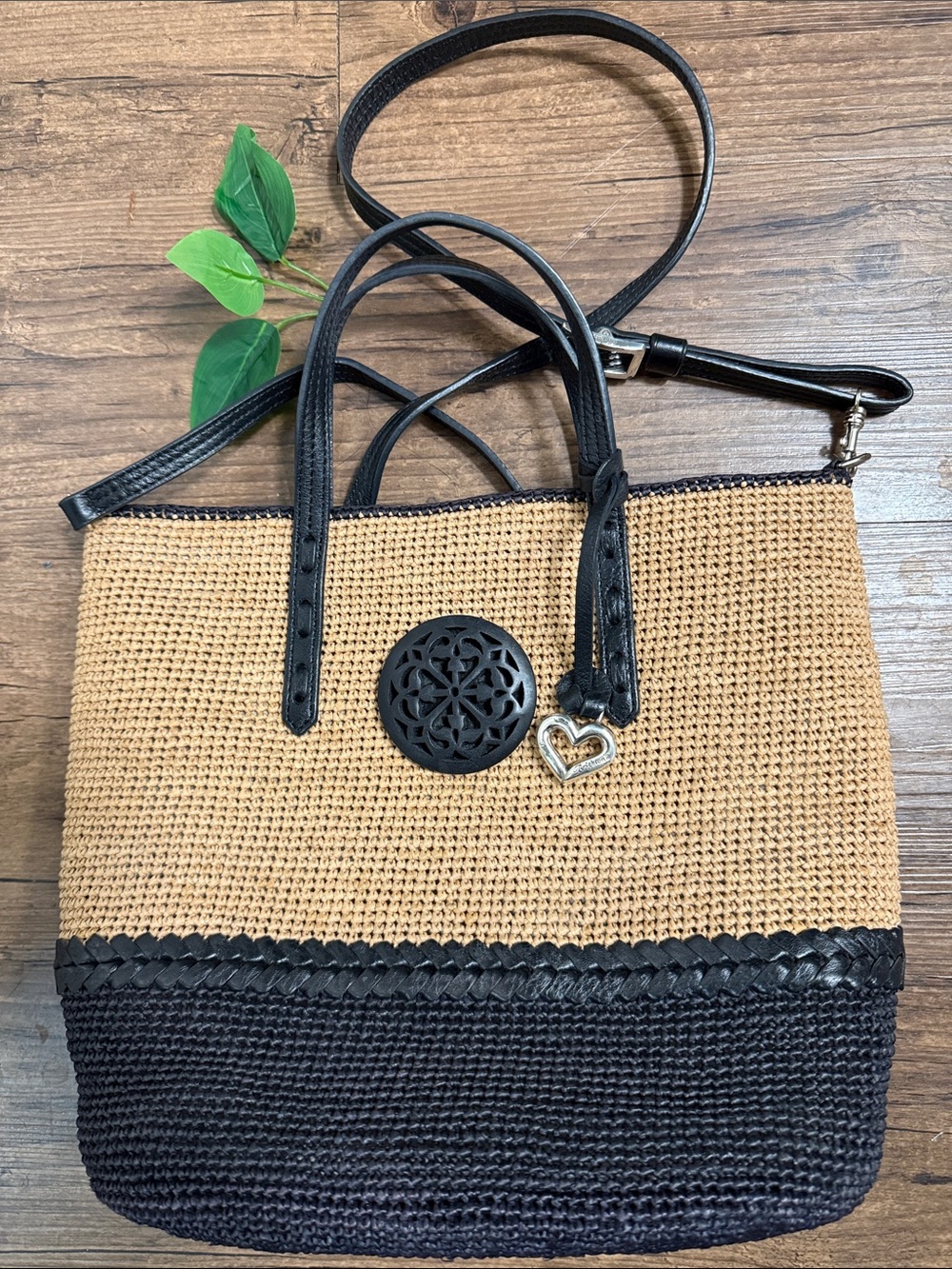 BRIGHTON Madagascar Voltera Black Raffia Shoulderbag - Ferrara Collection  NWOT